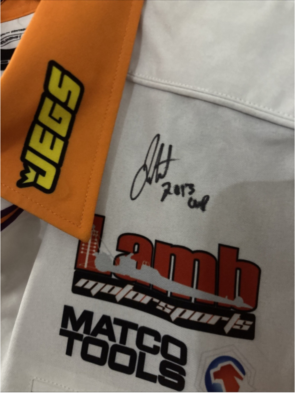 Lamb Motorsports Justin Lamb NHRA Team Crew Button Down Shirt Signed Size XL - Picture 2 of 6